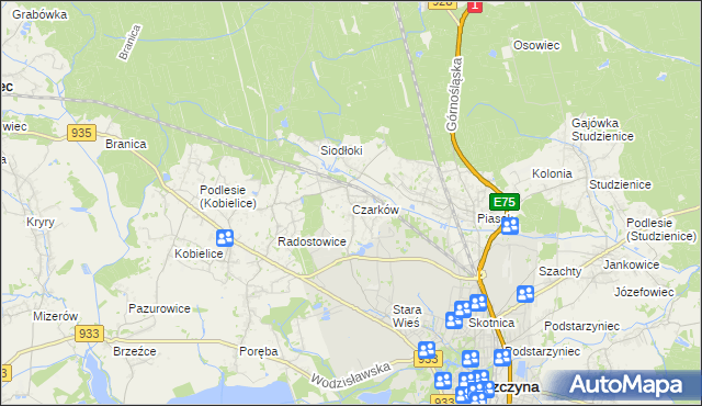 mapa Czarków gmina Pszczyna, Czarków gmina Pszczyna na mapie Targeo