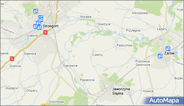 mapa Czechy gmina Jaworzyna Śląska, Czechy gmina Jaworzyna Śląska na mapie Targeo