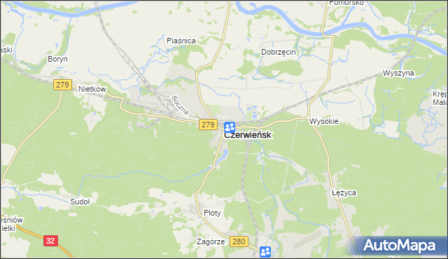 mapa Czerwieńsk, Czerwieńsk na mapie Targeo