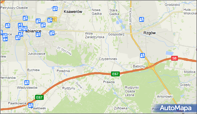 mapa Czyżeminek, Czyżeminek na mapie Targeo