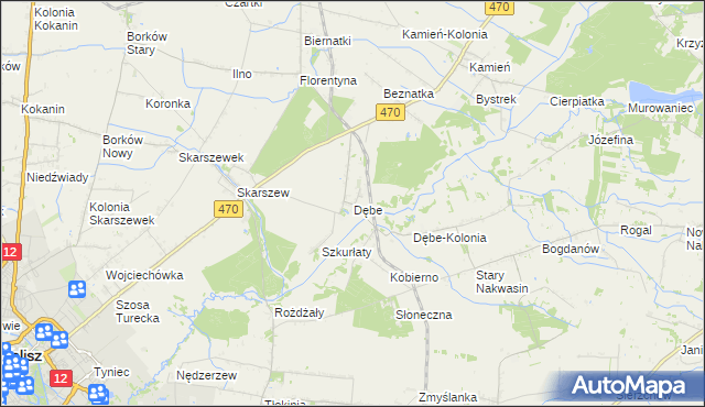 mapa Dębe gmina Żelazków, Dębe gmina Żelazków na mapie Targeo