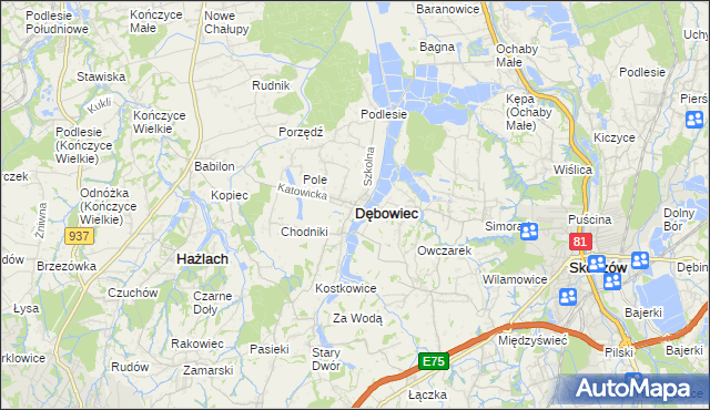 mapa Dębowiec powiat cieszyński, Dębowiec powiat cieszyński na mapie Targeo