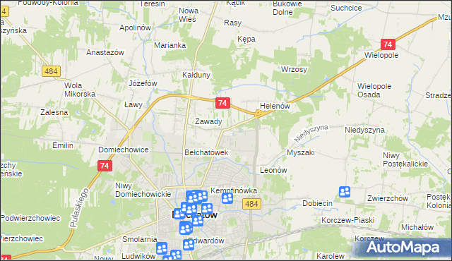 mapa Dobrzelów, Dobrzelów na mapie Targeo