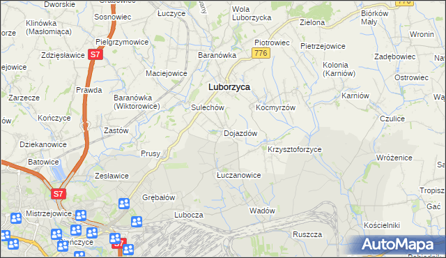 mapa Dojazdów, Dojazdów na mapie Targeo