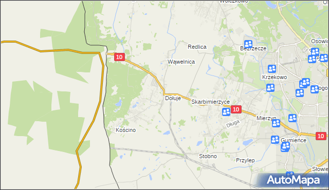 mapa Dołuje, Dołuje na mapie Targeo