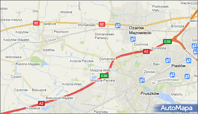 mapa Domaniew gmina Brwinów, Domaniew gmina Brwinów na mapie Targeo