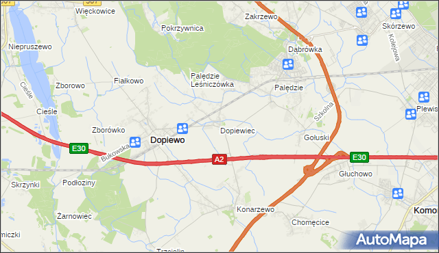 mapa Dopiewiec, Dopiewiec na mapie Targeo