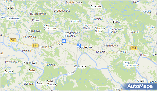 mapa Dubiecko, Dubiecko na mapie Targeo