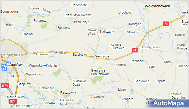 mapa Gierczyce gmina Wojciechowice, Gierczyce gmina Wojciechowice na mapie Targeo