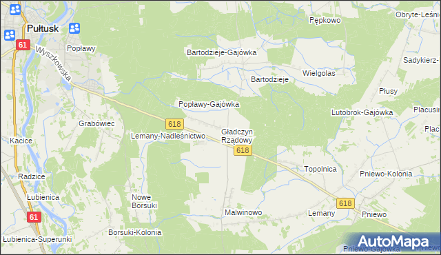 mapa Gładczyn Rządowy, Gładczyn Rządowy na mapie Targeo