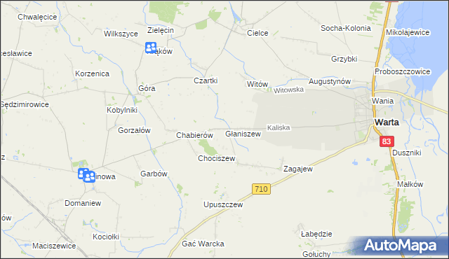 mapa Głaniszew, Głaniszew na mapie Targeo