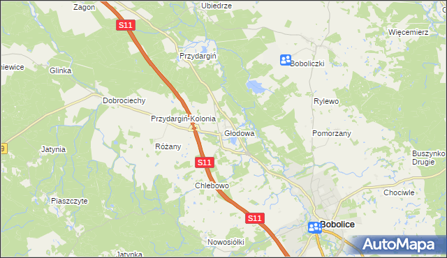 mapa Głodowa, Głodowa na mapie Targeo