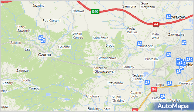 mapa Głowaczowa, Głowaczowa na mapie Targeo