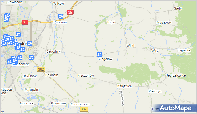 mapa Gogołów gmina Świdnica, Gogołów gmina Świdnica na mapie Targeo