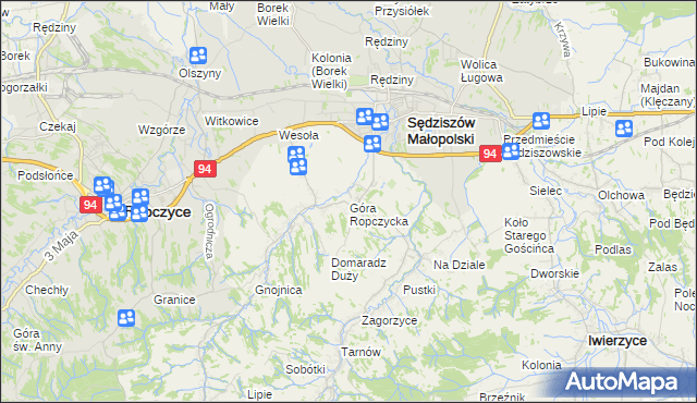 mapa Góra Ropczycka, Góra Ropczycka na mapie Targeo