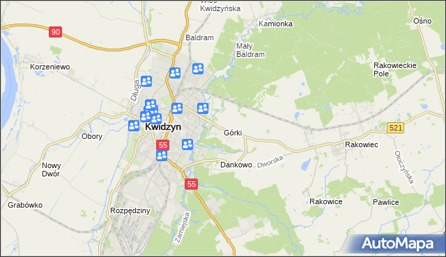 mapa Górki gmina Kwidzyn, Górki gmina Kwidzyn na mapie Targeo