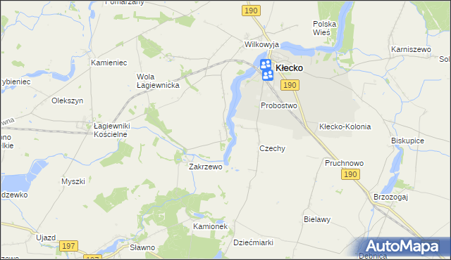 mapa Gorzuchowo gmina Kłecko, Gorzuchowo gmina Kłecko na mapie Targeo