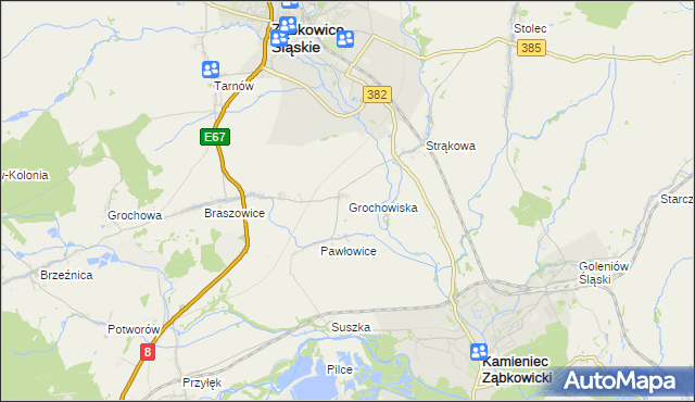 mapa Grochowiska gmina Ząbkowice Śląskie, Grochowiska gmina Ząbkowice Śląskie na mapie Targeo