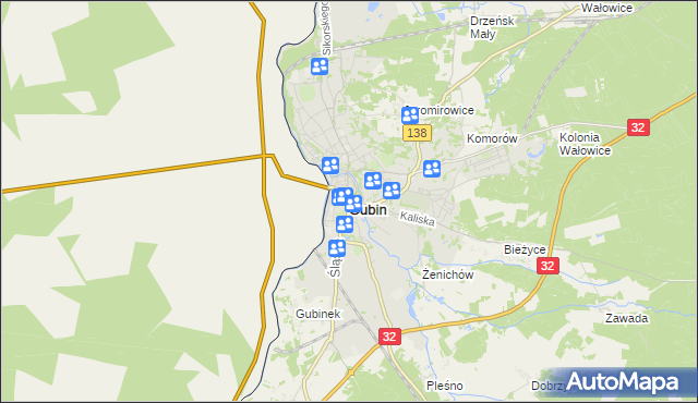mapa Gubin, Gubin na mapie Targeo