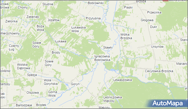 mapa Ignacówka Bobrowska, Ignacówka Bobrowska na mapie Targeo