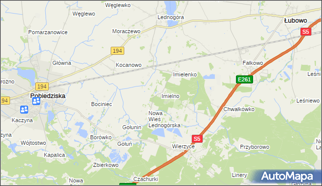 mapa Imielno gmina Łubowo, Imielno gmina Łubowo na mapie Targeo