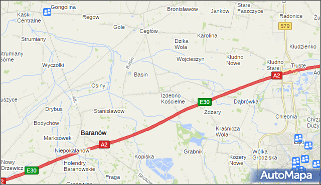 mapa Izdebno Kościelne, Izdebno Kościelne na mapie Targeo