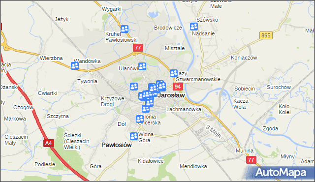 mapa Jarosławia, Jarosław na mapie Targeo