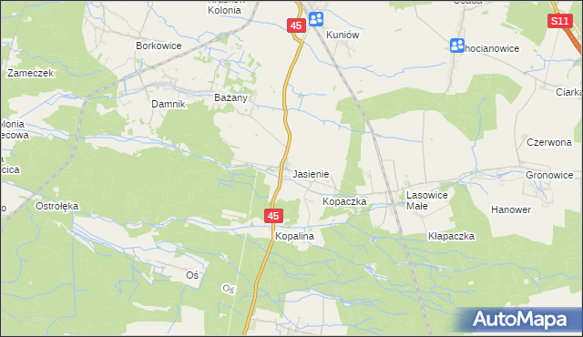 mapa Jasienie, Jasienie na mapie Targeo