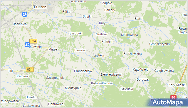 mapa Jaźwie, Jaźwie na mapie Targeo