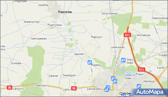 mapa Jelitów gmina Raszków, Jelitów gmina Raszków na mapie Targeo