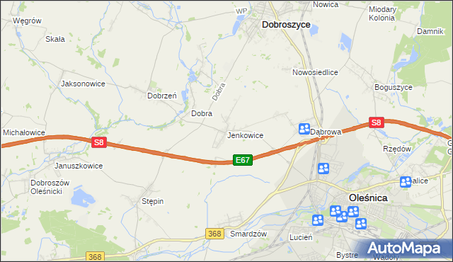 mapa Jenkowice gmina Oleśnica, Jenkowice gmina Oleśnica na mapie Targeo