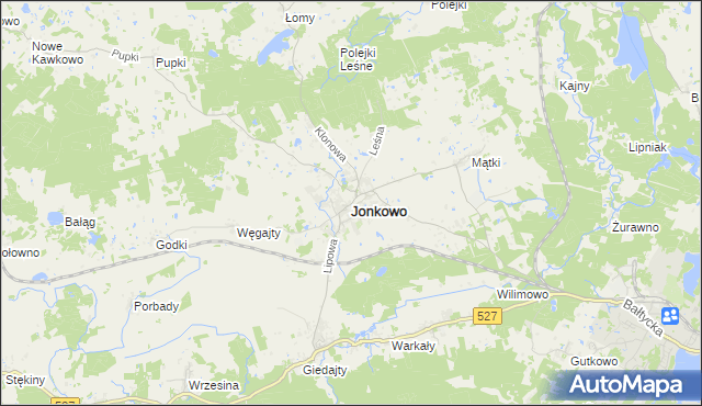 mapa Jonkowo, Jonkowo na mapie Targeo