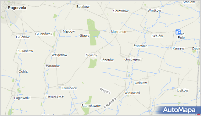 mapa Józefów gmina Koźmin Wielkopolski, Józefów gmina Koźmin Wielkopolski na mapie Targeo