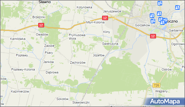 mapa Józefów gmina Sławno, Józefów gmina Sławno na mapie Targeo