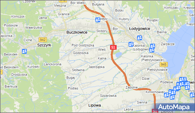 mapa Kalna, Kalna na mapie Targeo