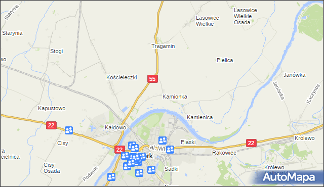 mapa Kamionka gmina Malbork, Kamionka gmina Malbork na mapie Targeo