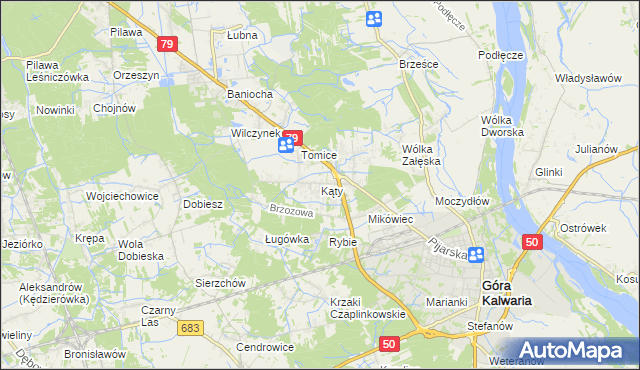 mapa Kąty gmina Góra Kalwaria, Kąty gmina Góra Kalwaria na mapie Targeo