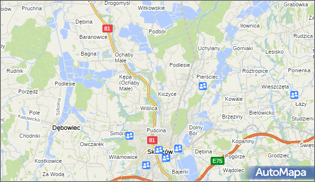 mapa Kiczyce, Kiczyce na mapie Targeo