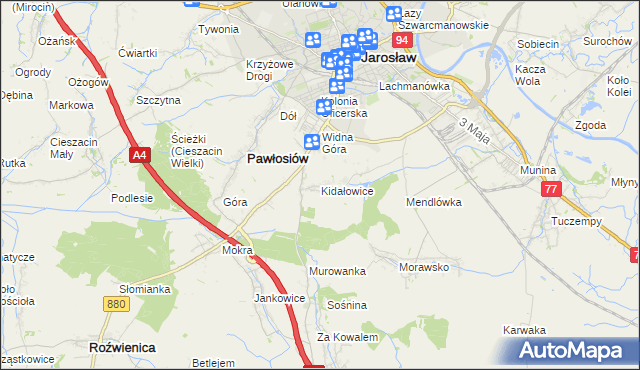 mapa Kidałowice, Kidałowice na mapie Targeo