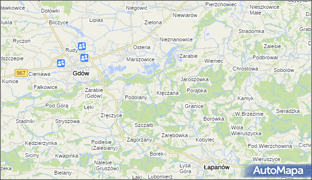 mapa Klęczana, Klęczana na mapie Targeo