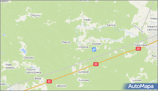 mapa Kłodnia gmina Czersk, Kłodnia gmina Czersk na mapie Targeo