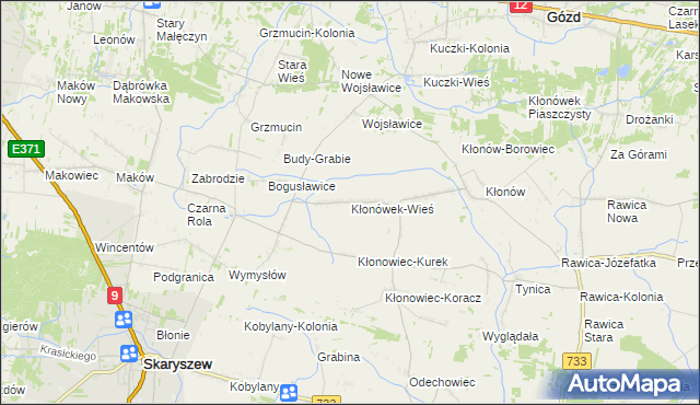 mapa Kłonówek-Wieś, Kłonówek-Wieś na mapie Targeo