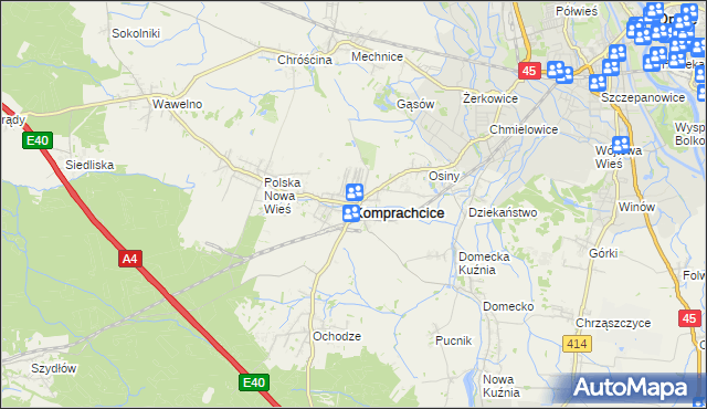 mapa Komprachcice, Komprachcice na mapie Targeo