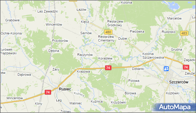 mapa Korablew, Korablew na mapie Targeo