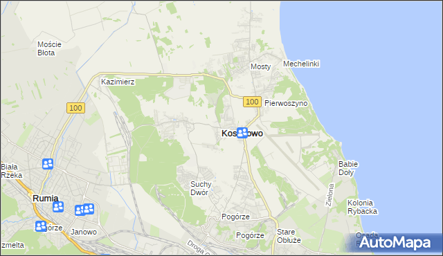 mapa Kosakowo powiat pucki, Kosakowo powiat pucki na mapie Targeo