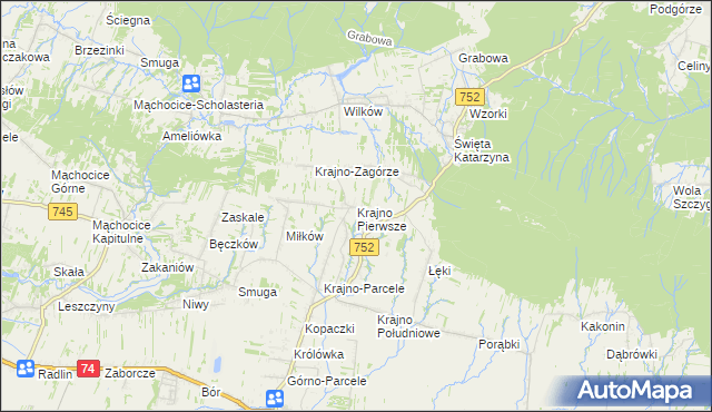 mapa Krajno Pierwsze, Krajno Pierwsze na mapie Targeo