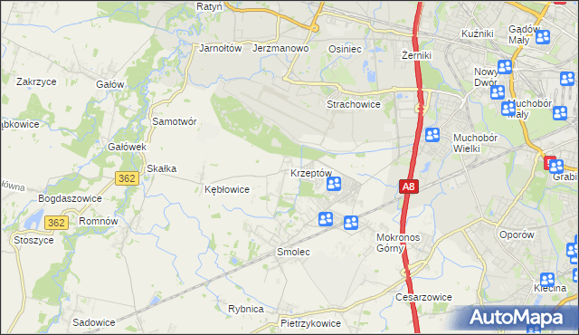 mapa Krzeptów, Krzeptów na mapie Targeo
