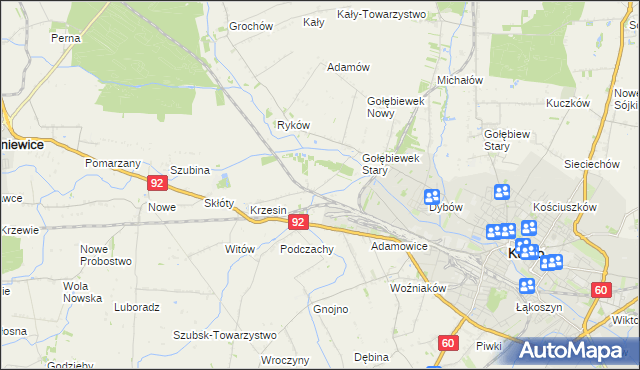 mapa Krzesinówek, Krzesinówek na mapie Targeo