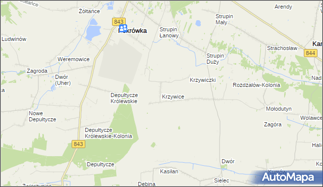 mapa Krzywice gmina Chełm, Krzywice gmina Chełm na mapie Targeo