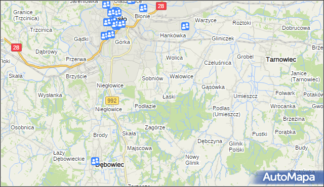 mapa Łaski gmina Jasło, Łaski gmina Jasło na mapie Targeo